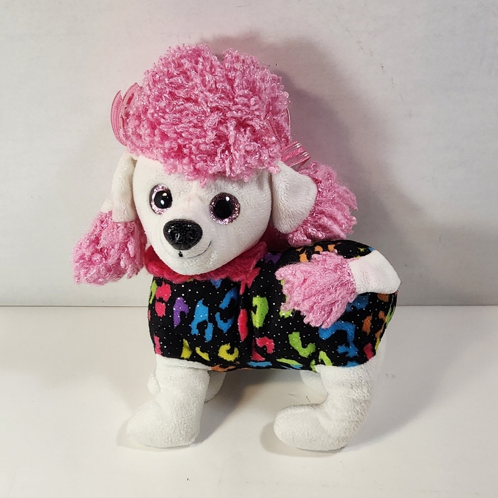 Plush RARE Hug Fun White Pink Poodle Puppy Dog Colorful 9" Plush Stuffed Animal